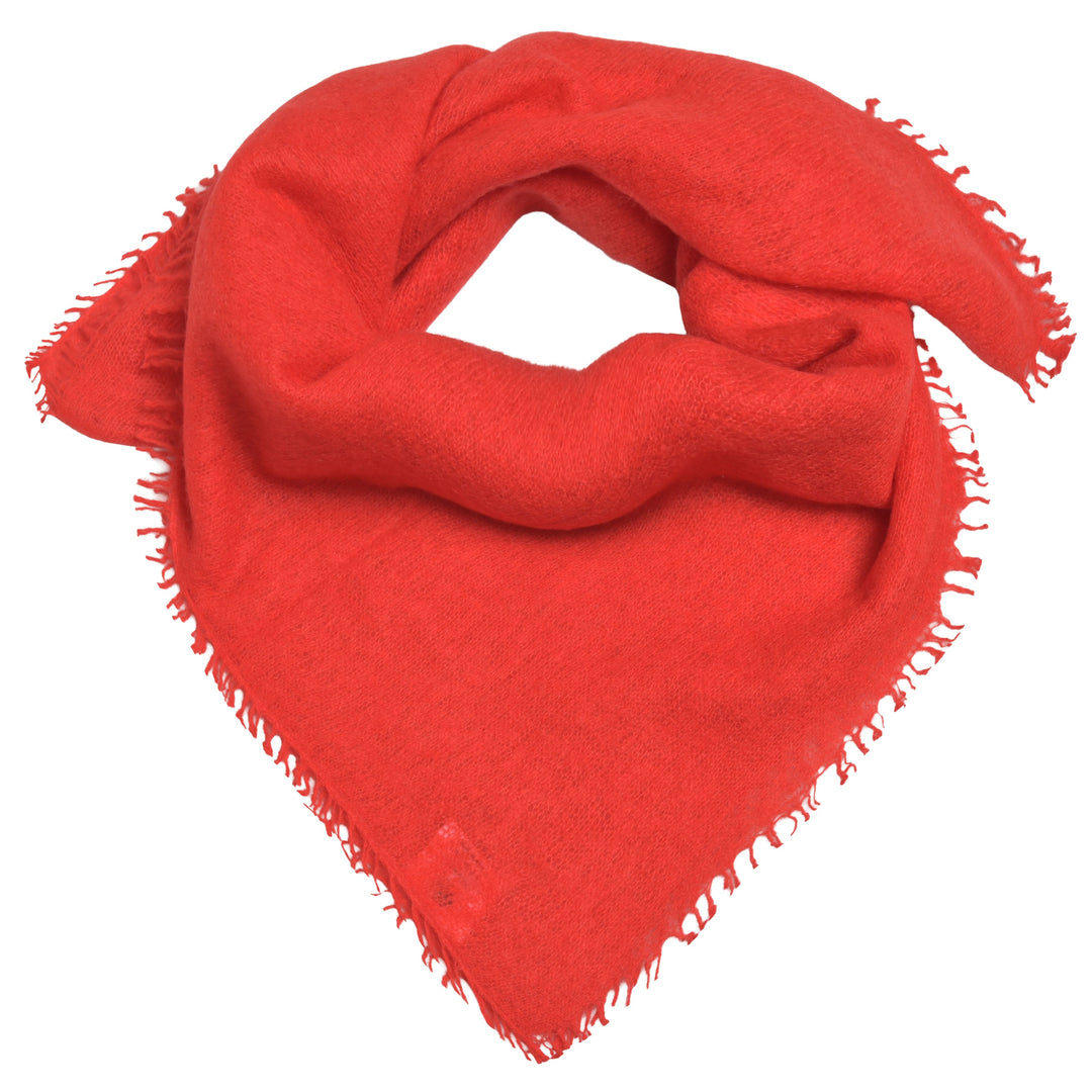 Edles Kaschmirtuch für Damen mit dezenten Fransen, 65 x 65 cm, vielseitig tragbares Bandana aus 100% reinem Kaschmir von cute stuff,  Farbe: Chilli