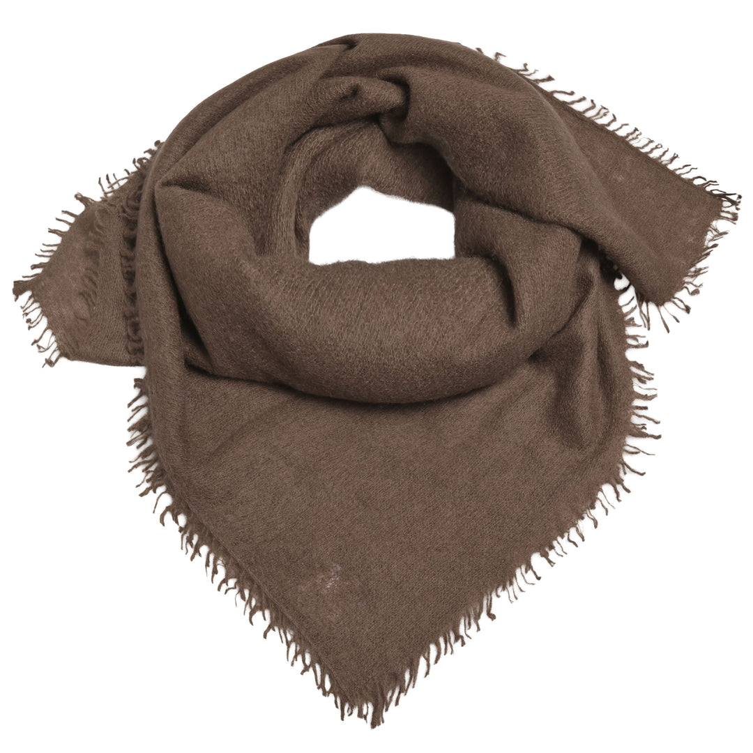 Edles Kaschmirtuch für Damen mit dezenten Fransen, 65 x 65 cm, vielseitig tragbares Bandana aus 100% reinem Kaschmir von cute stuff,  Farbe: Coffee Bean