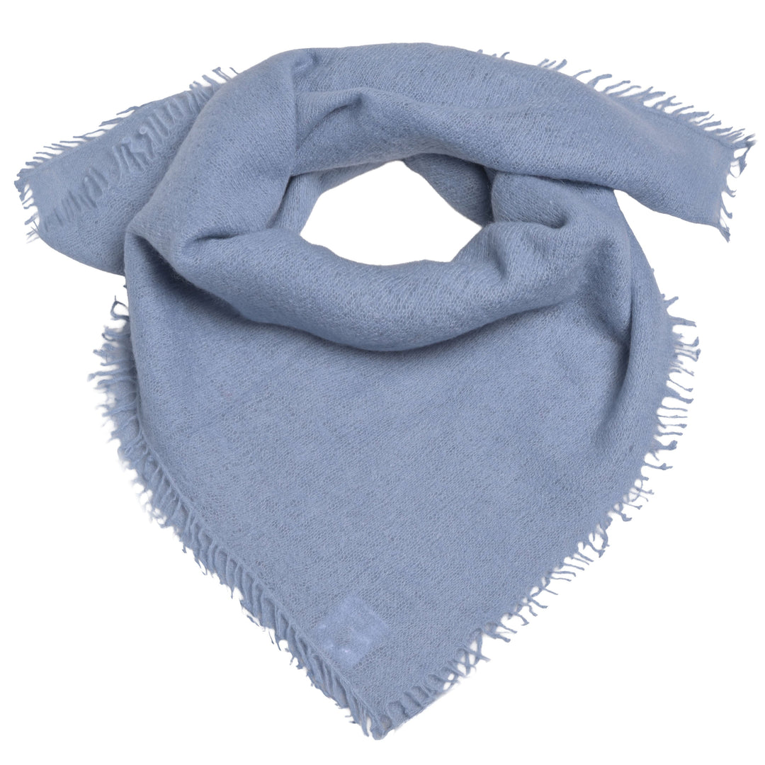Edles Kaschmirtuch für Damen mit dezenten Fransen, 65 x 65 cm, vielseitig tragbares Bandana aus 100% reinem Kaschmir von cute stuff,  Farbe: Denim