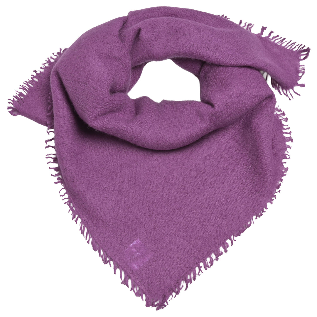 Edles Kaschmirtuch für Damen mit dezenten Fransen, 65 x 65 cm, vielseitig tragbares Bandana aus 100% reinem Kaschmir von cute stuff,  Farbe: Grape