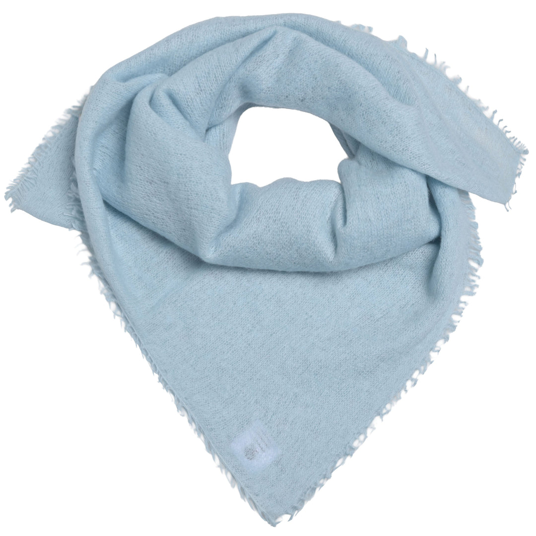 Edles Kaschmirtuch für Damen mit dezenten Fransen, 65 x 65 cm, vielseitig tragbares Bandana aus 100% reinem Kaschmir von cute stuff,  Farbe: Ice BLue (Hellblau)