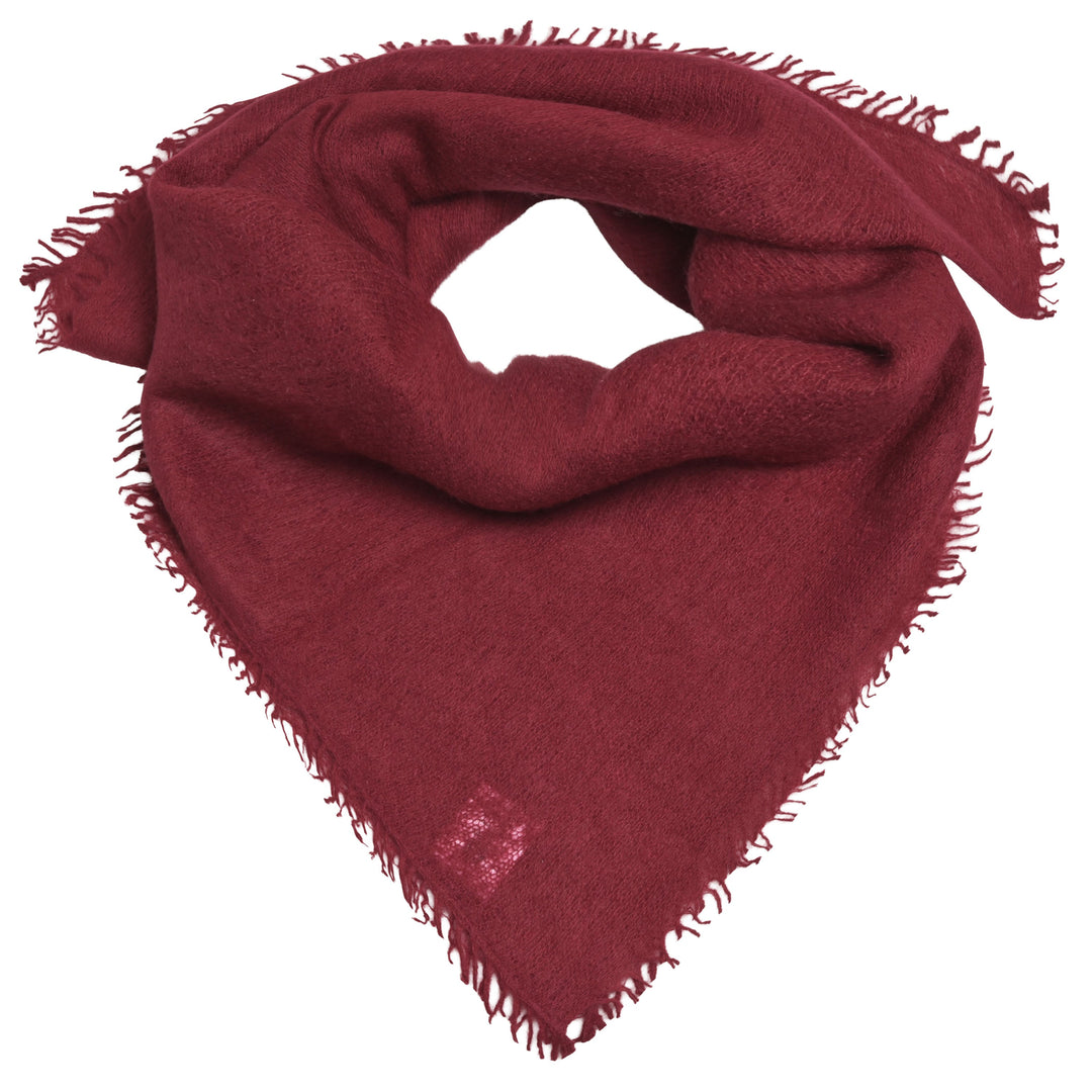 Edles Kaschmirtuch für Damen mit dezenten Fransen, 65 x 65 cm, vielseitig tragbares Bandana aus 100% reinem Kaschmir von cute stuff,  Farbe: Pomegrenate
