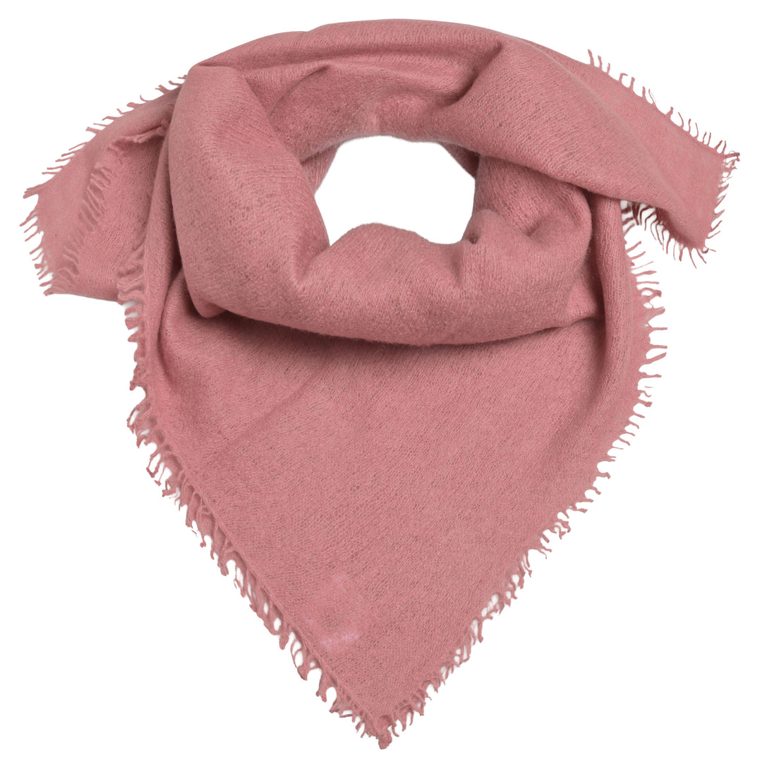Edles Kaschmirtuch für Damen mit dezenten Fransen, 65 x 65 cm, vielseitig tragbares Bandana aus 100% reinem Kaschmir von cute stuff,  Farbe: Rosty Rose (Dunkel Rosa)