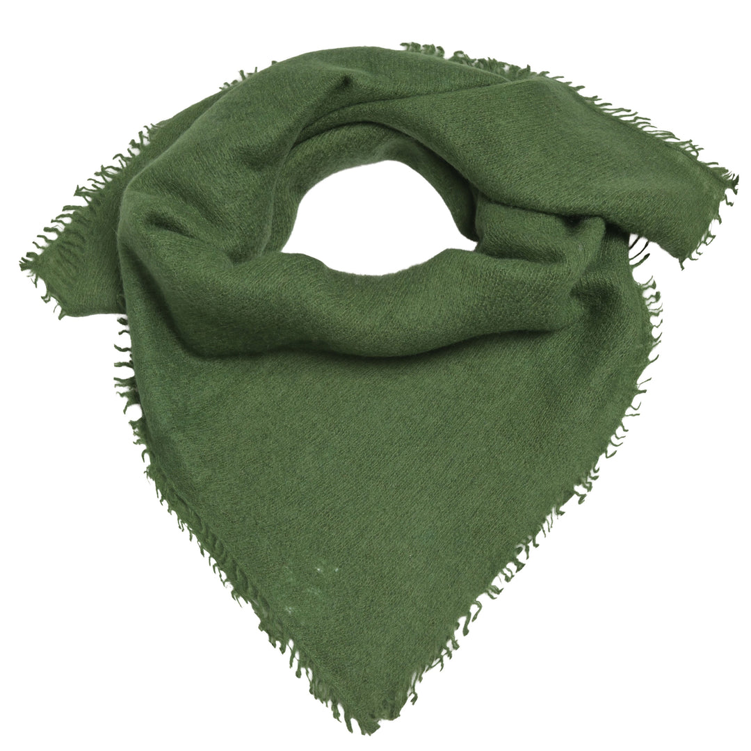 Edles Kaschmirtuch für Damen mit dezenten Fransen, 65 x 65 cm, vielseitig tragbares Bandana aus 100% reinem Kaschmir von cute stuff,  Farbe: Tanne (Dunkelgrün)
