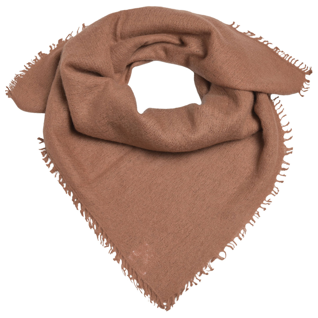 Edles Kaschmirtuch für Damen mit dezenten Fransen, 65 x 65 cm, vielseitig tragbares Bandana aus 100% reinem Kaschmir von cute stuff,  Farbe: Tiramisu