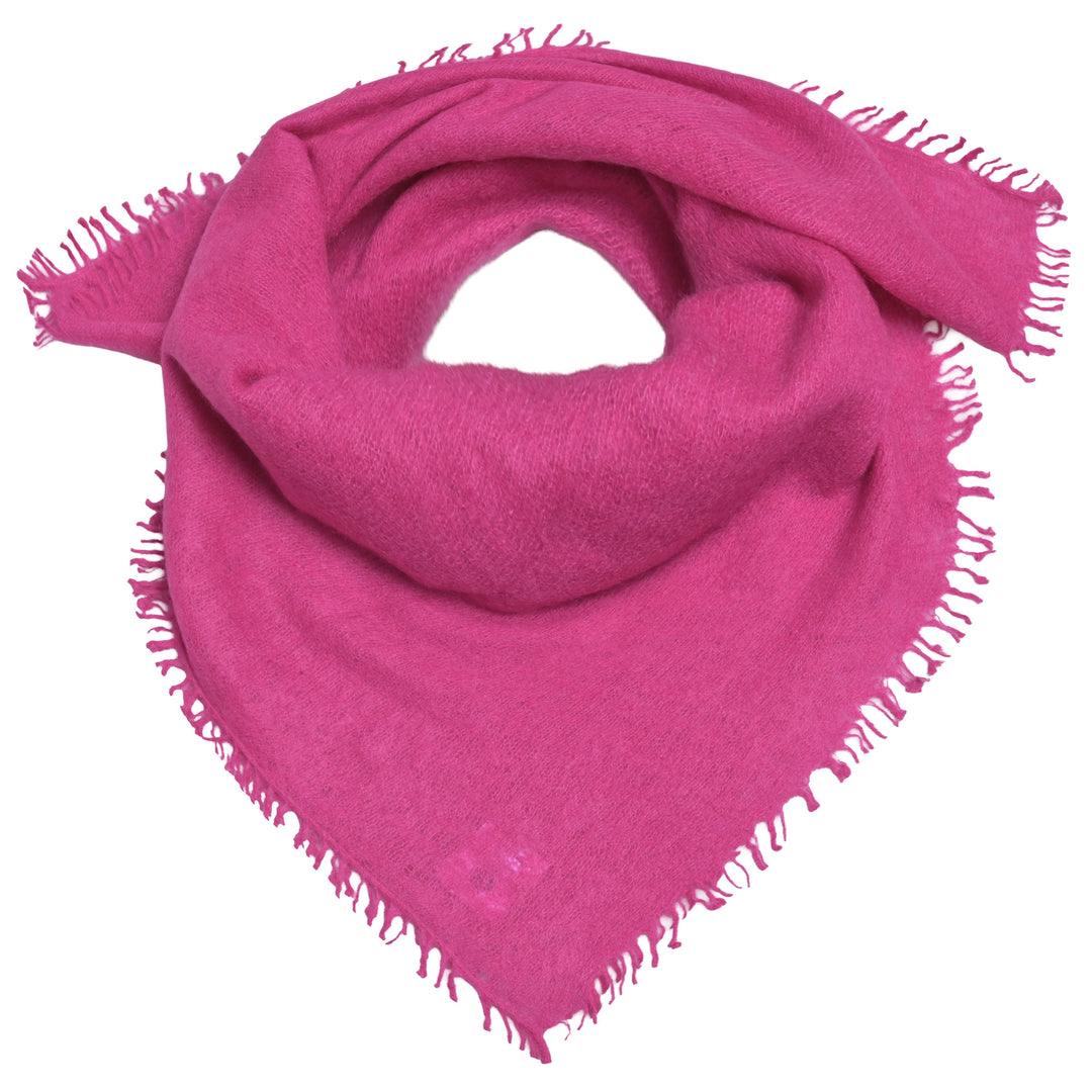 Edles Kaschmirtuch für Damen mit dezenten Fransen, 65 x 65 cm, vielseitig tragbares Bandana aus 100% reinem Kaschmir von cute stuff,  Farbe: Wild Berry