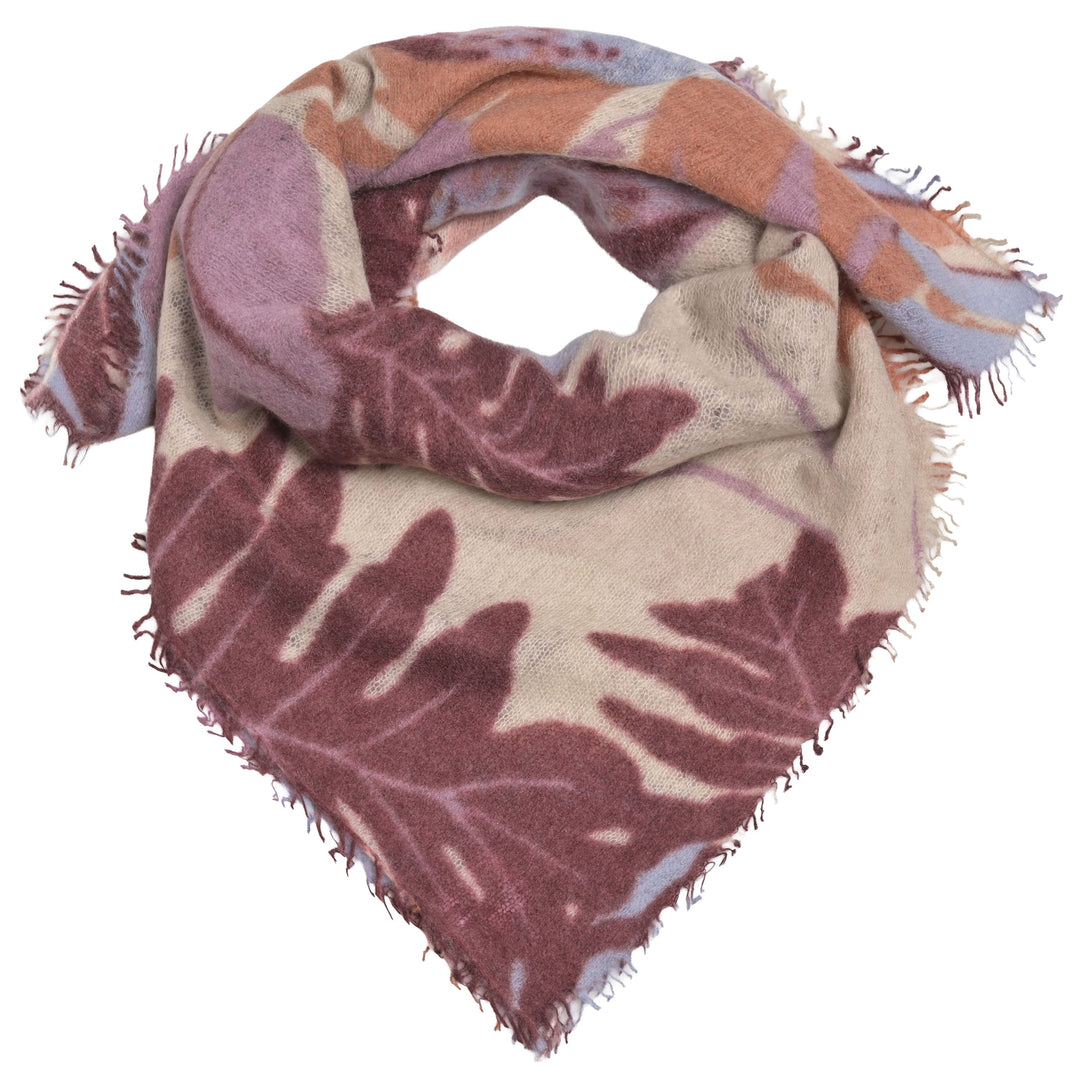 Kaschmir-Bandana „Flower“ aus 100 % Kaschmir mit Fransen und floralem Blumenprint in der Farbe Mauve, Größenformat: 65 x 65 cm von cute 