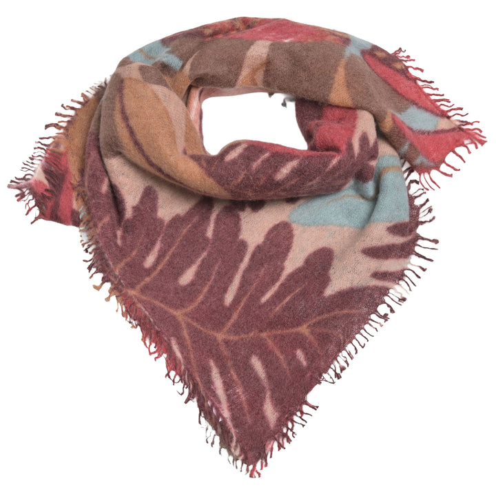 Kaschmir-Bandana „Flower“ aus 100 % Kaschmir mit Fransen und floralem Blumenprint in der Farbe Tiramisu, Größenformat: 65 x 65 cm von cute 
