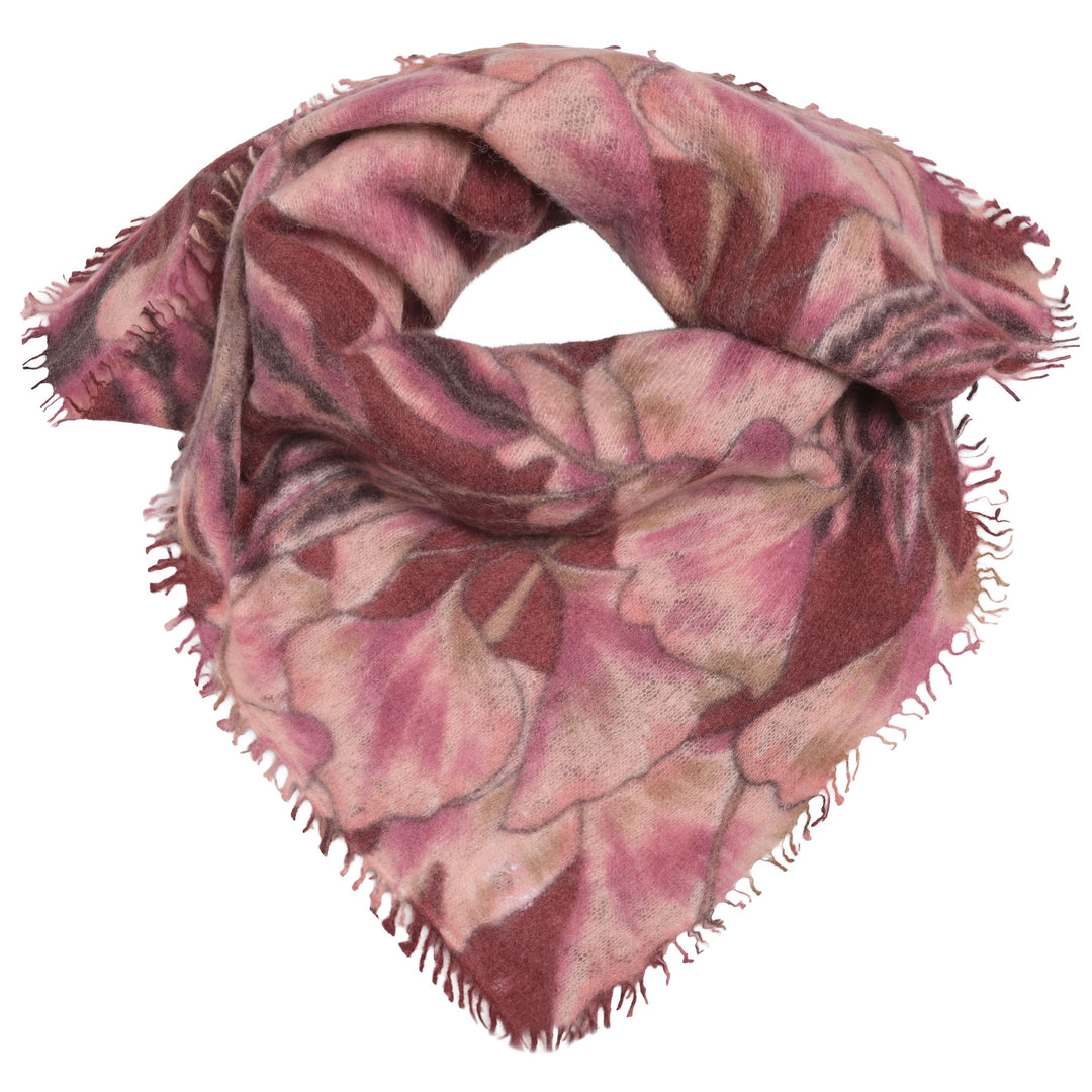 Kaschmir-Bandana „Ginkgo“ aus 100 % Kaschmir mit vollflächigem Ginkgo-Blätter-Print in Barolo, 65 x 65 cm von cute stuff