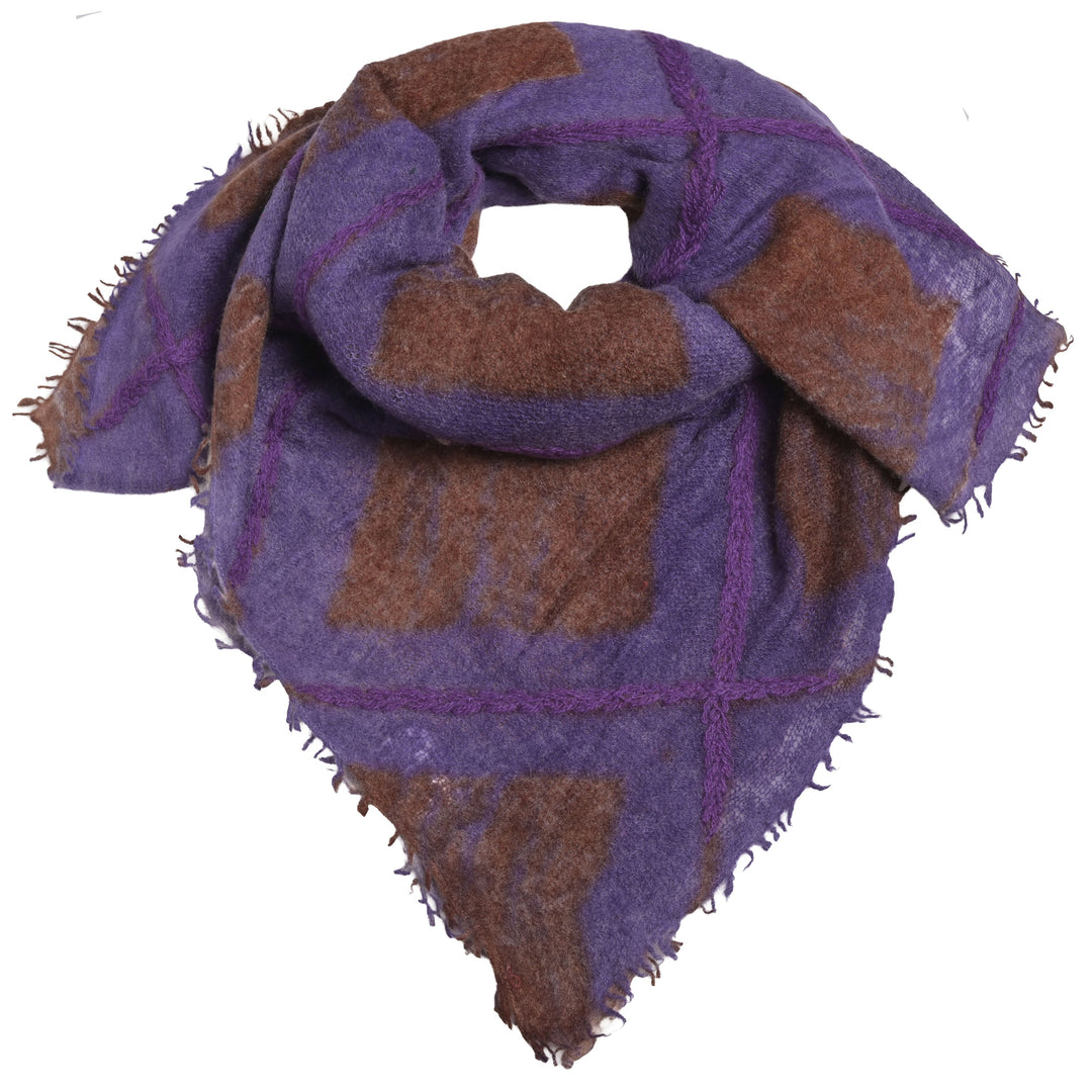 Kaschmir-Bandana mit grafischem Rautenmuster, Bestickung und dezenten Fransen in Kronjuwel aus 100 % Kaschmir von cute stuff