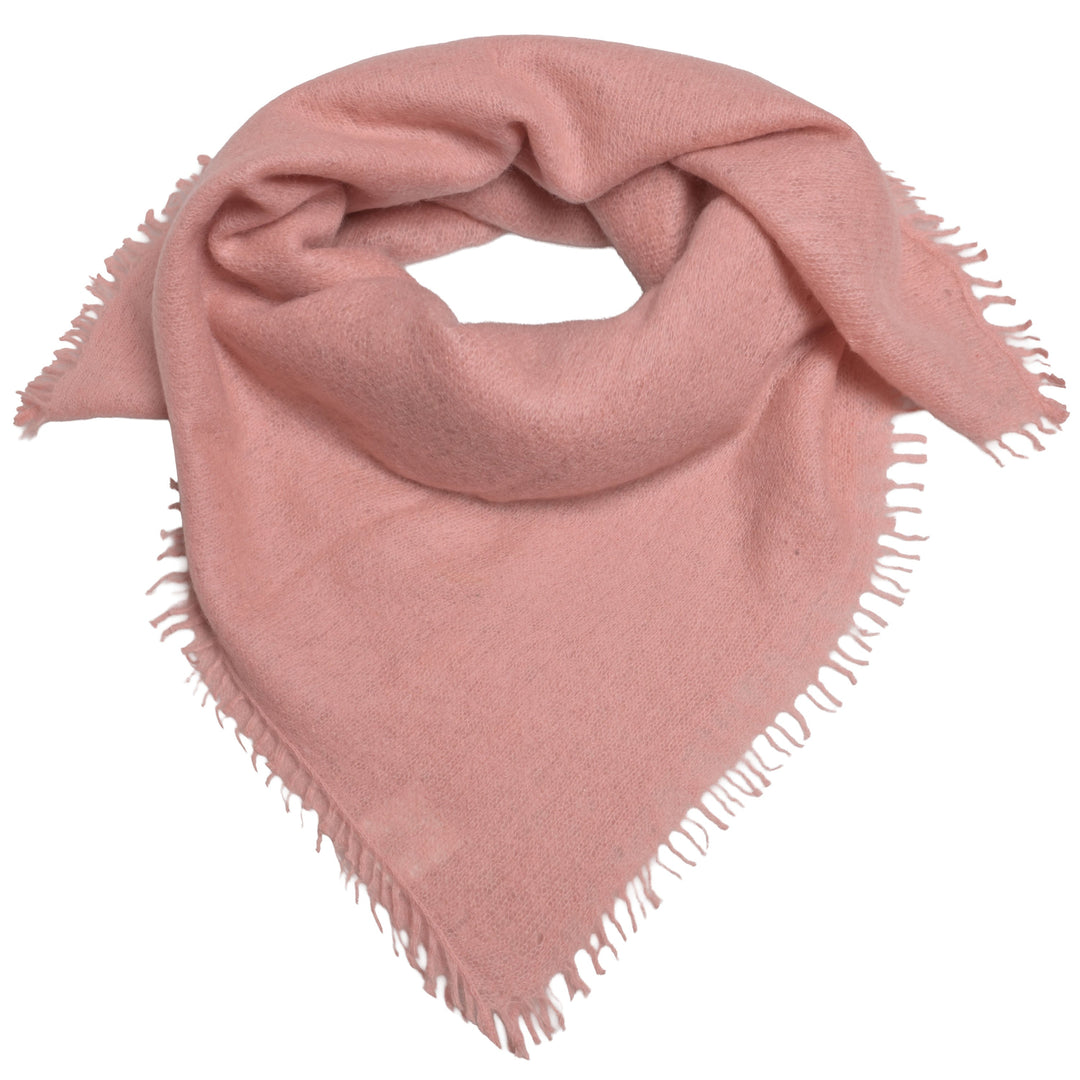 Edles Kaschmirtuch für Damen mit dezenten Fransen, 65 x 65 cm, vielseitig tragbares Bandana aus 100% reinem Kaschmir von cute stuff,  Farbe: Puderrosa 