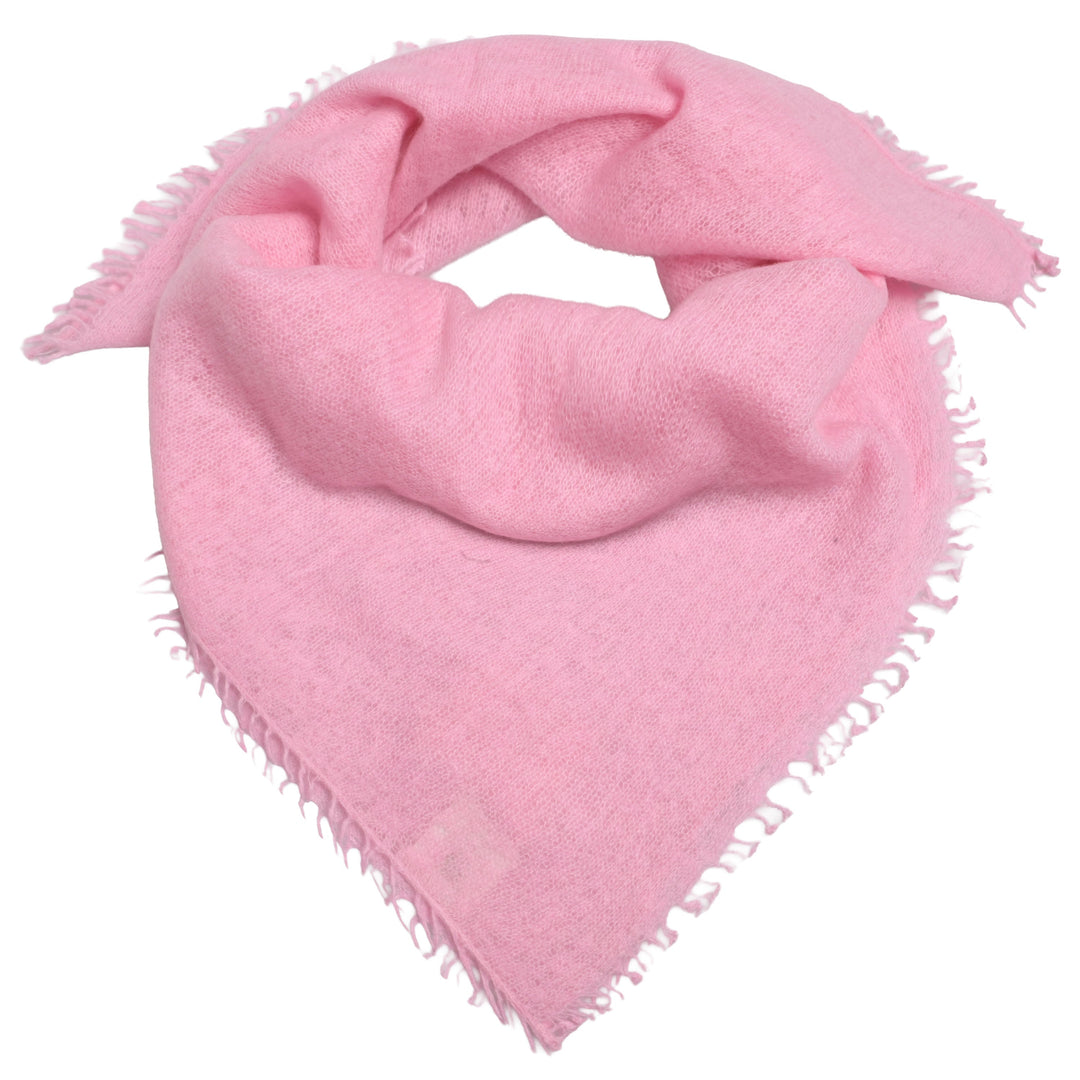 Edles Kaschmirtuch für Damen mit dezenten Fransen, 65 x 65 cm, vielseitig tragbares Bandana aus 100% reinem Kaschmir von cute stuff,  Farbe: Zuckerwatte (Rosa)