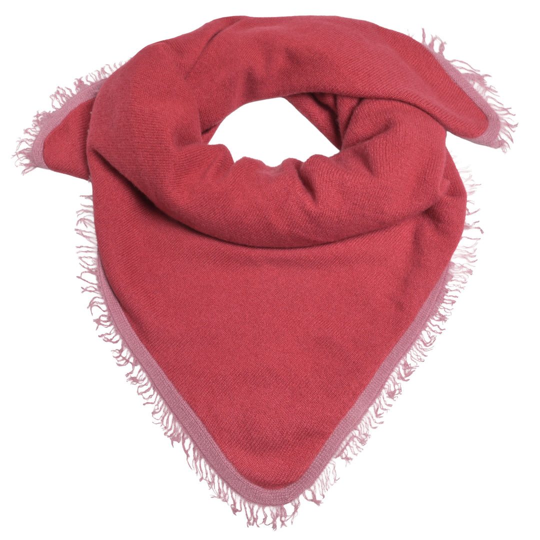 Gestricktes Kaschmirtuch für Damen aus 100 % Kaschmir in Chilli Rot mit kontrastfarbiger Fransenkante von cute stuff