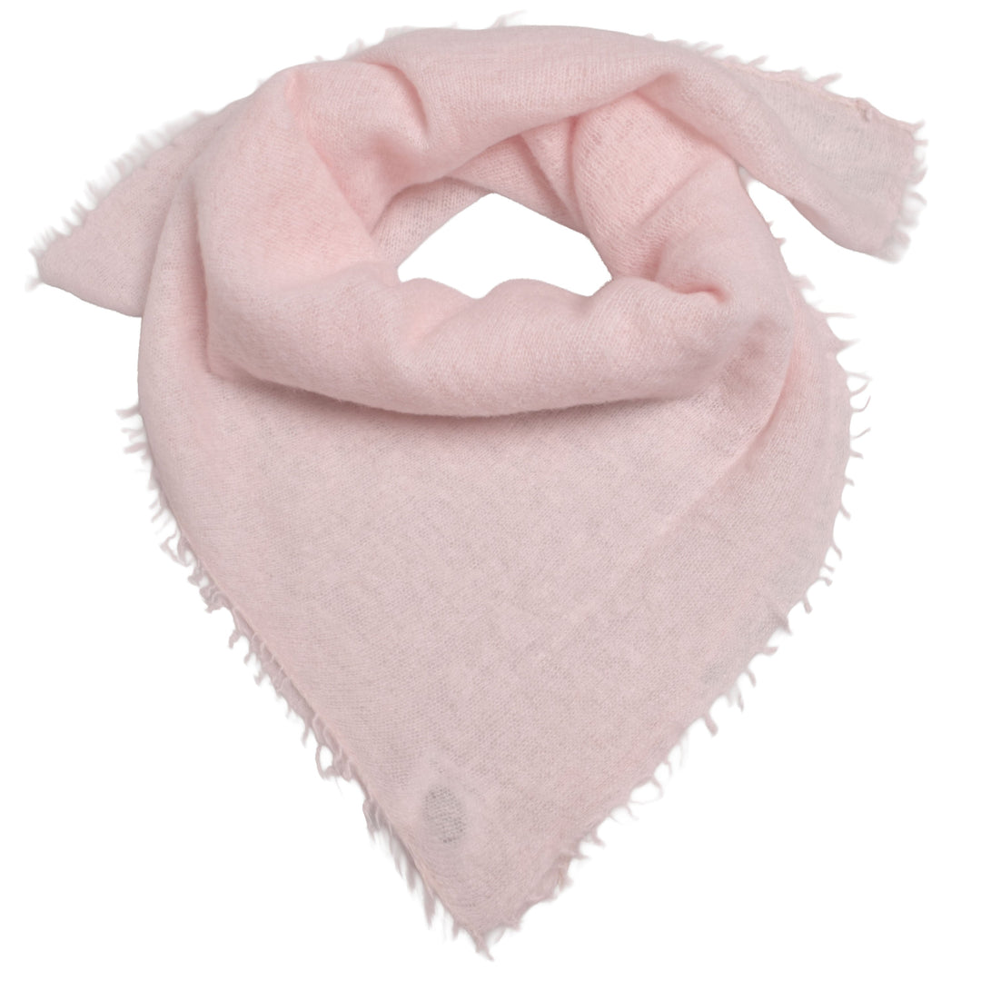 Edles Kaschmirtuch für Damen mit dezenten Fransen, 65 x 65 cm, vielseitig tragbares Bandana aus 100% reinem Kaschmir von cute stuff,  Farbe: Hellrosa