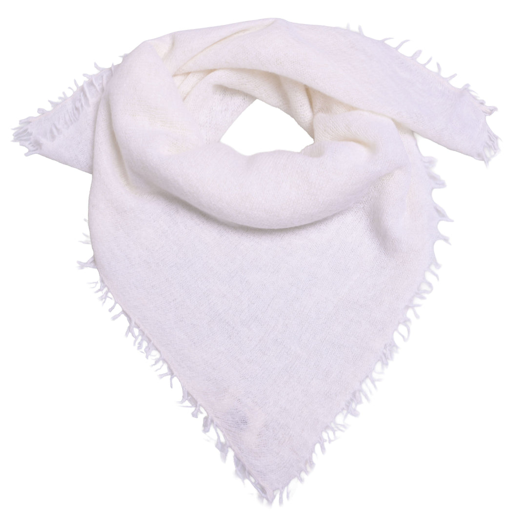 Edles Kaschmirtuch für Damen mit dezenten Fransen, 65 x 65 cm, vielseitig tragbares Bandana aus 100% reinem Kaschmir von cute stuff,  Farbe: Vanille
