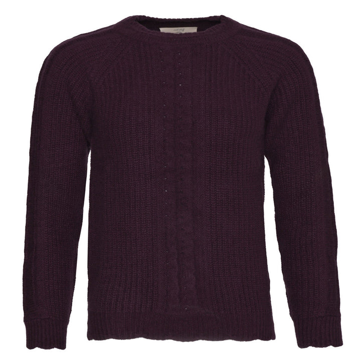 Kaschmirpullover „Nobi-cs“ in Barolo aus 100 % Kaschmir mit Rundhalsausschnitt, Zopfstrickmuster und gerippten Bündchen von cute stuff.