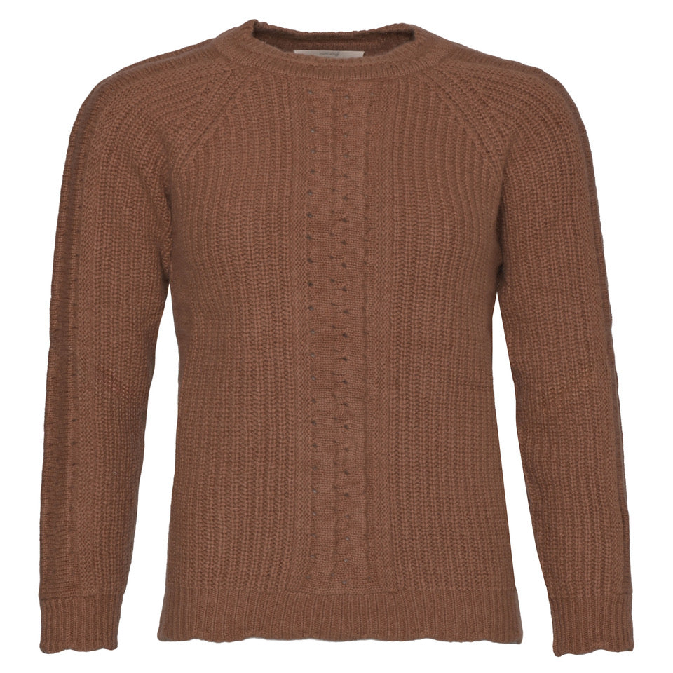 Kaschmirpullover „Nobi-cs“ in Tiramisu aus 100 % Kaschmir mit Rundhalsausschnitt, Zopfstrickmuster und gerippten Bündchen von cute stuff