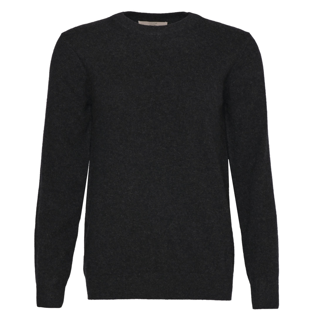 Klassischer Herren-Kaschmirpullover mit Rundhalsausschnitt in Black Coffee (Schwarz Meliert) aus 100 % Kaschmir
