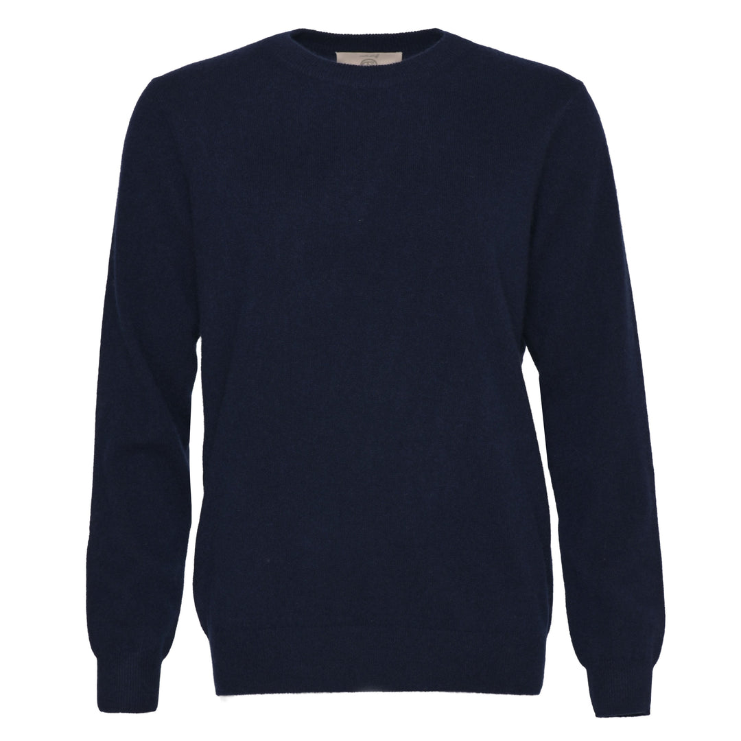 Klassischer Herren-Kaschmirpullover mit Rundhalsausschnitt in Nachtblau aus 100 % Kaschmir