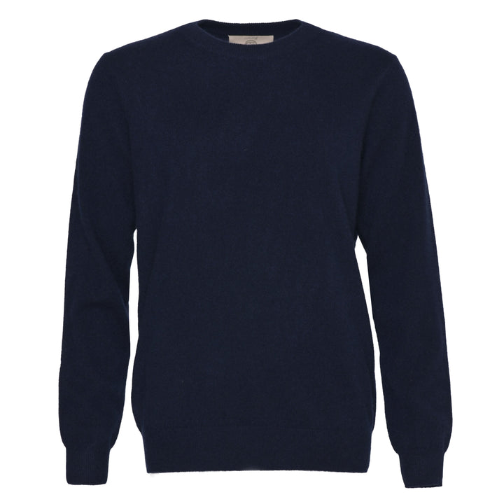 Klassischer Herren-Kaschmirpullover mit Rundhalsausschnitt in Nachtblau aus 100 % Kaschmir