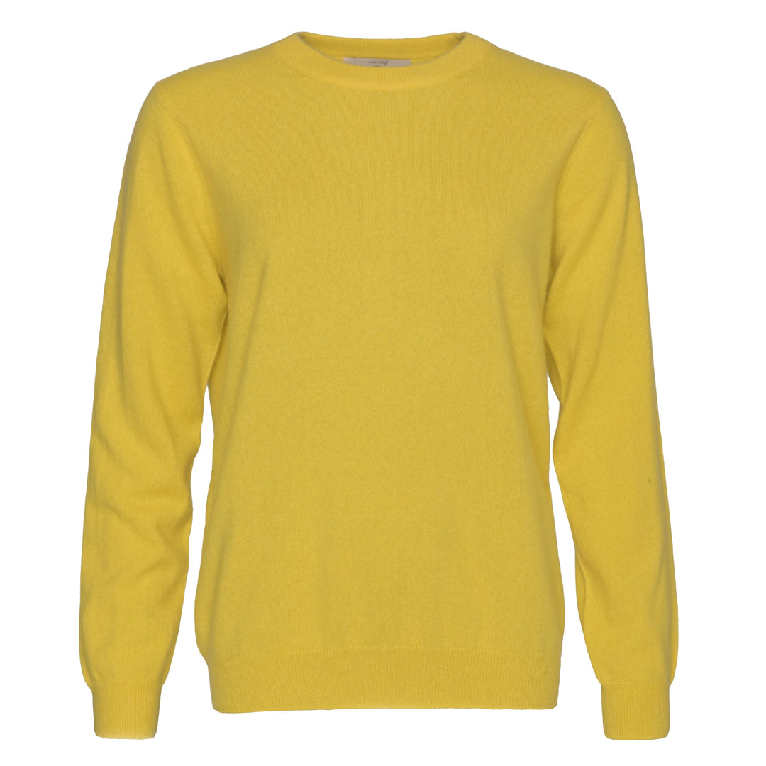 Klassischer Herren-Kaschmirpullover mit Rundhalsausschnitt in Gelb aus 100 % Kaschmir