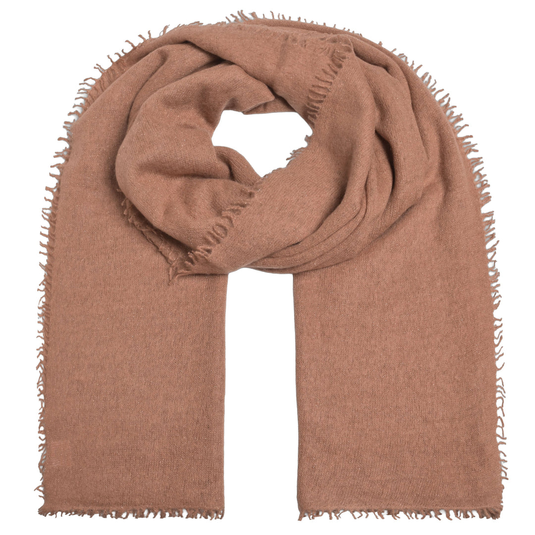 Light Cashmere Schal mit glitzerndem Lurex und dezenten Fransen in der Farbe Tiramisu aus 98% Kaschmir und 2% Lurex in der XL-Größe 205 x 80 cm von cute stuff