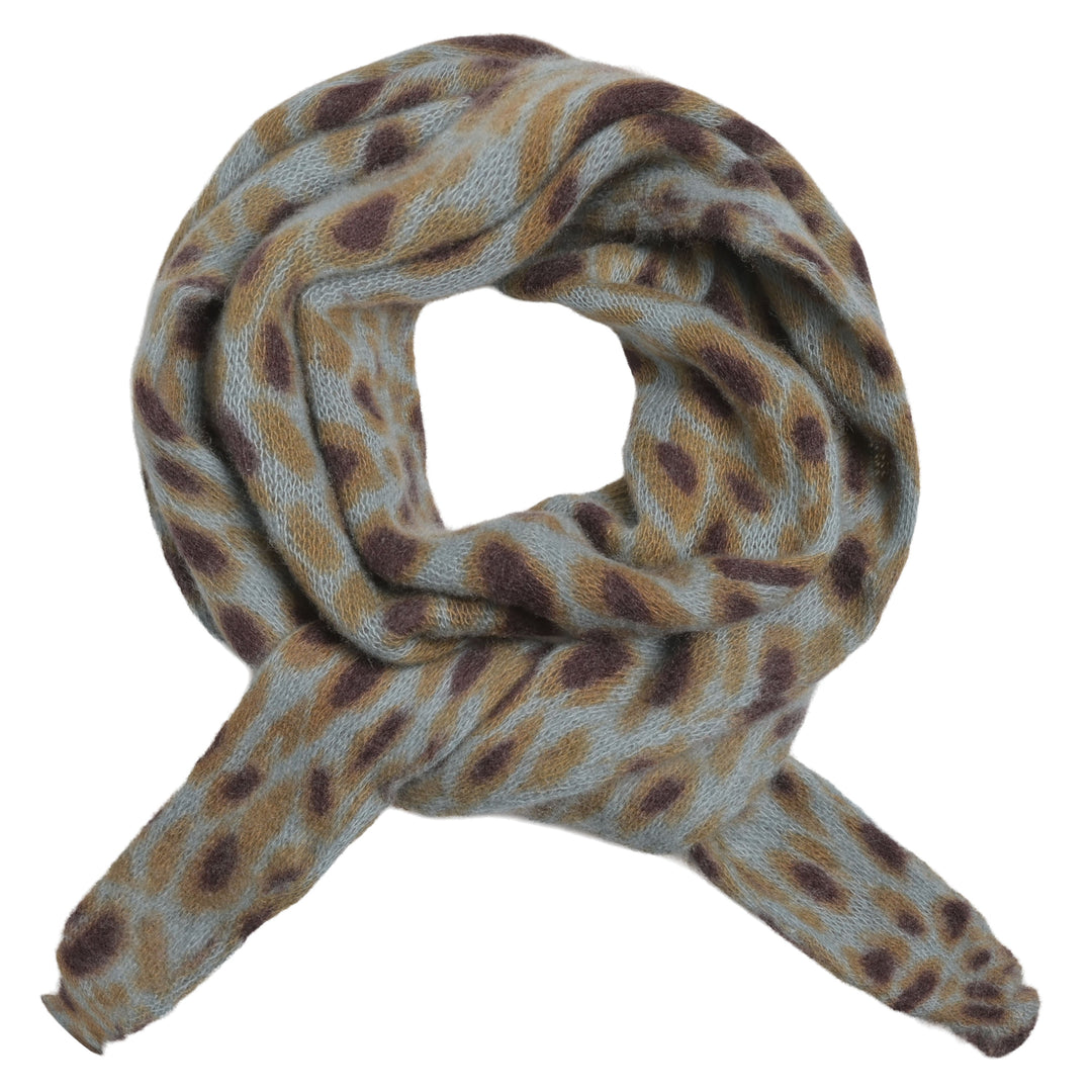 Schmaler Kaschmirschal für Damen mit Leopradenmuster in Petrol aus 100% reinem Kaschmir von cute stuff