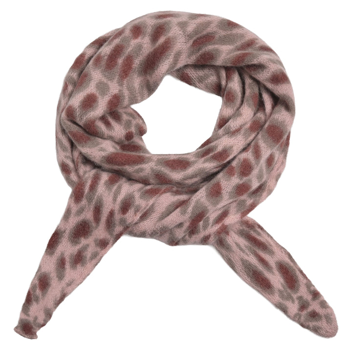 Schmaler Kaschmirschal für Damen mit Leopradenmuster in Puderrosa aus 100% reinem Kaschmir von cute stuff
