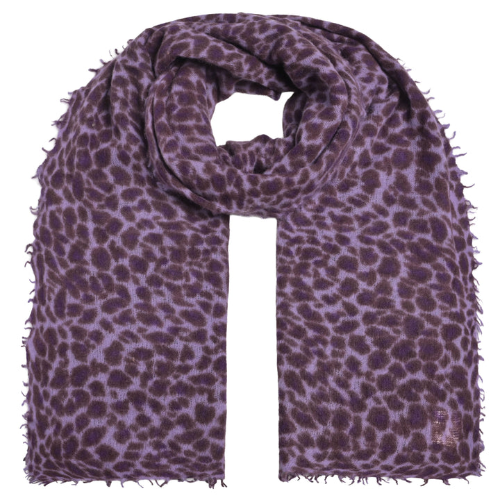 Langer Schal aus 100% reinem Kaschmir mit Leomuster für Damen in Kronjuwel (Violett) von cute stuff