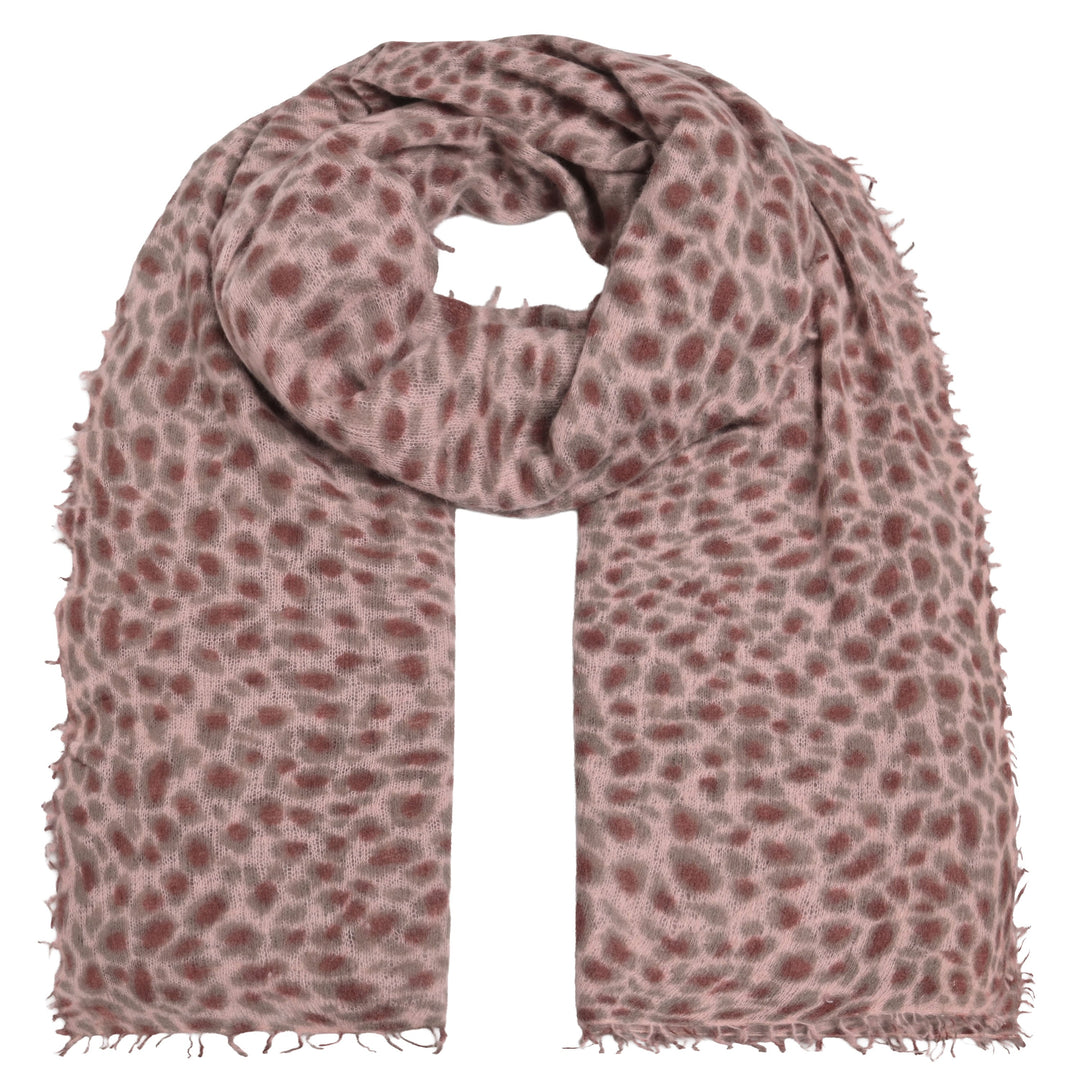 Langer Schal aus 100% reinem Kaschmir mit Leomuster für Damen in Puderrosa von cute stuff