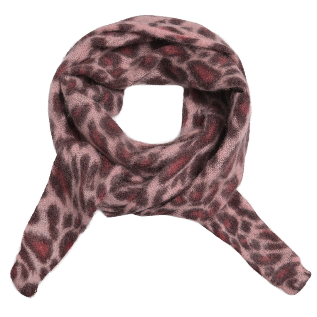 Schmaler Kaschmirschal für Damen mit Leopradenmuster in Merlot aus 100% reinem Kaschmir von cute stuff