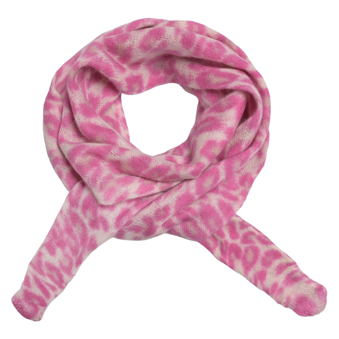 Schmaler Kaschmirschal für Damen mit Leopradenmuster in Pink aus 100% reinem Kaschmir von cute stuff