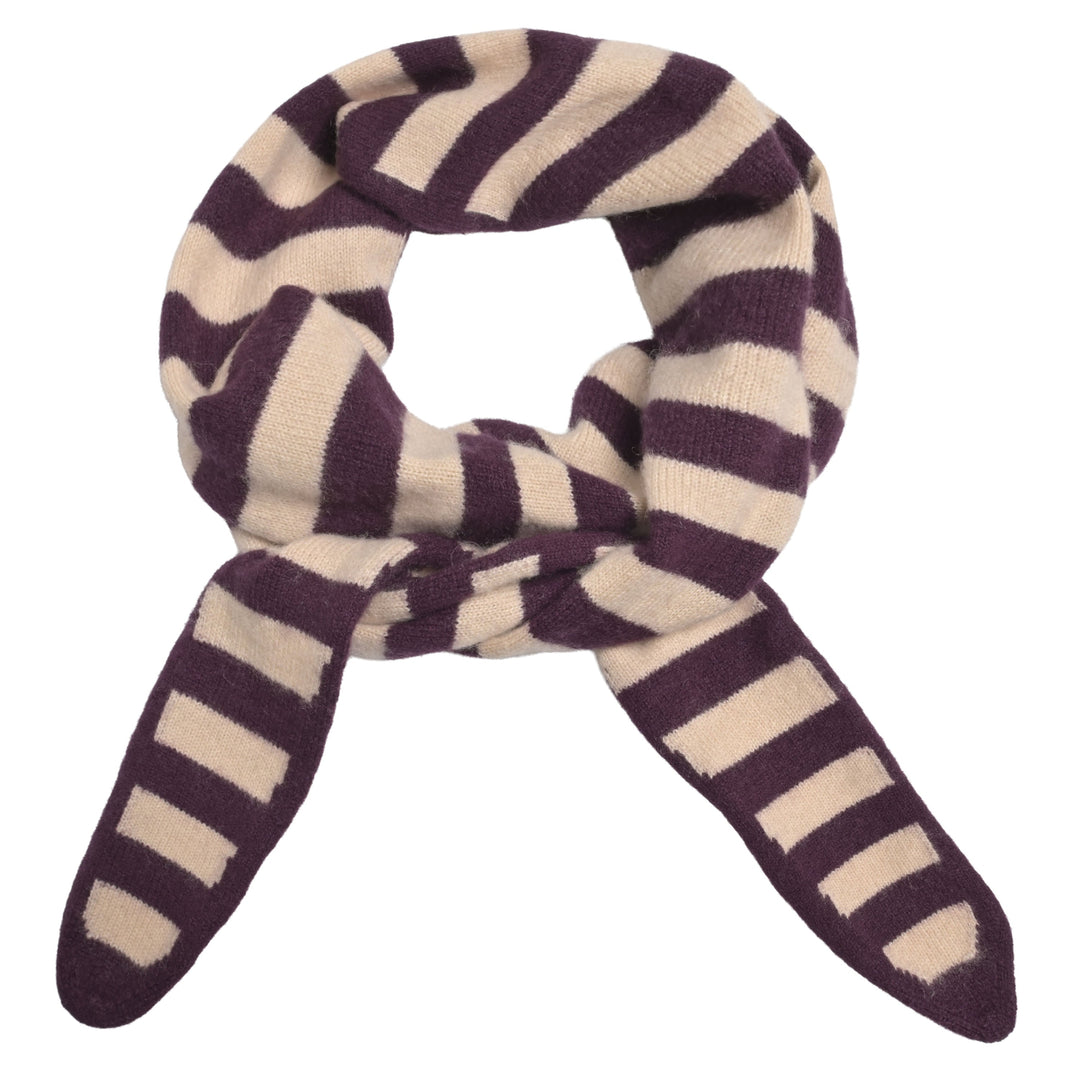 Schmales Haltstuch für Damen aus 100% Kaschmir in Barolo mit Streifen in Creme von cute stuff