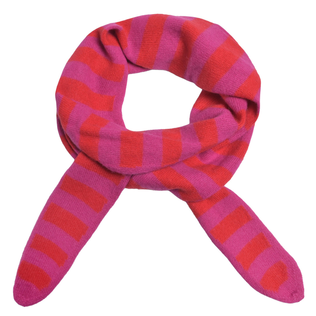 Schmales Haltstuch für Damen aus 100% Kaschmir in Wild Berry mit Streifen in Kronjuwel von cute stuff