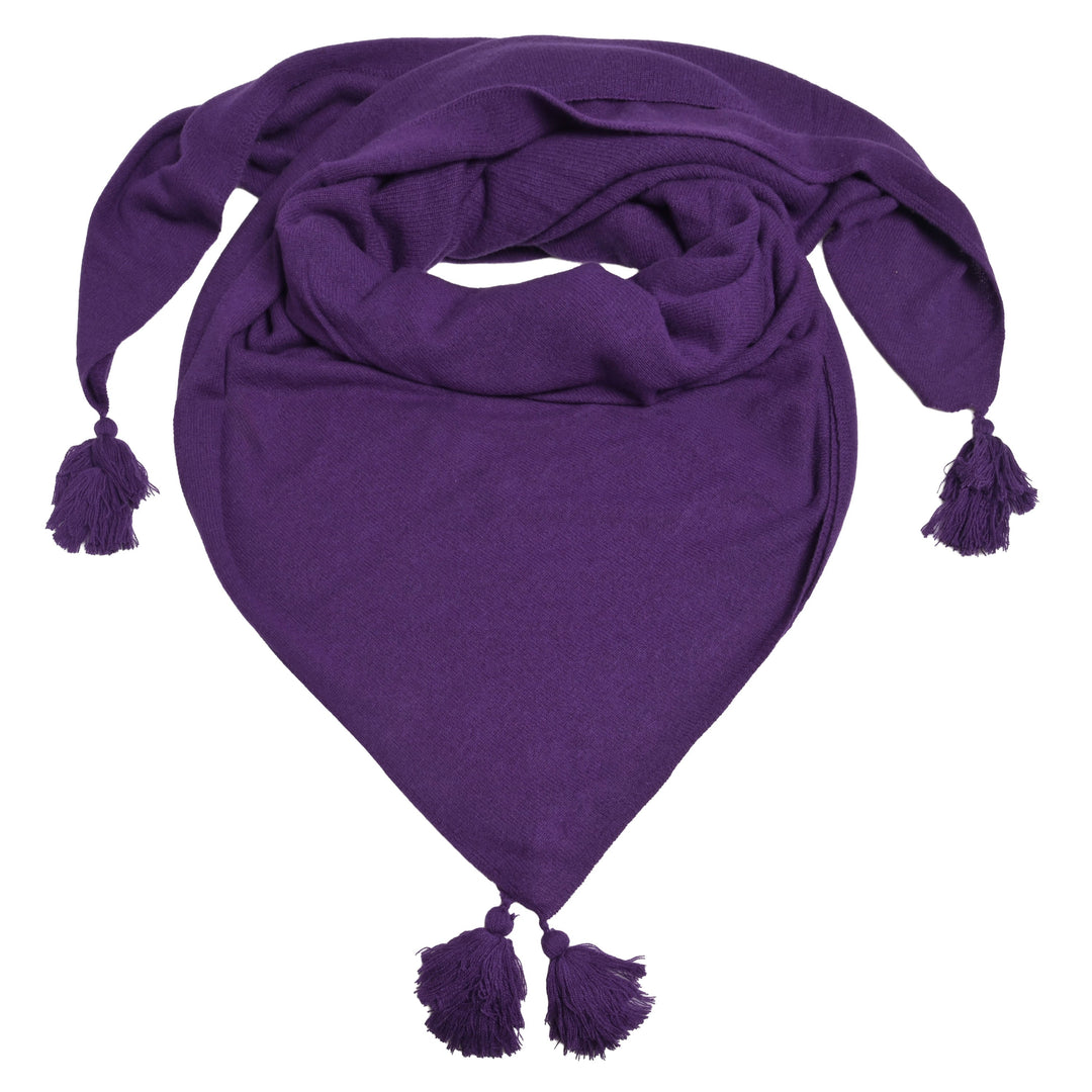 XL-Kaschmirtuch Mia in Kronjuwel aus 100 % Kaschmir, 140 x 140 cm, mit dekorativen Bommeln an allen vier Ecken