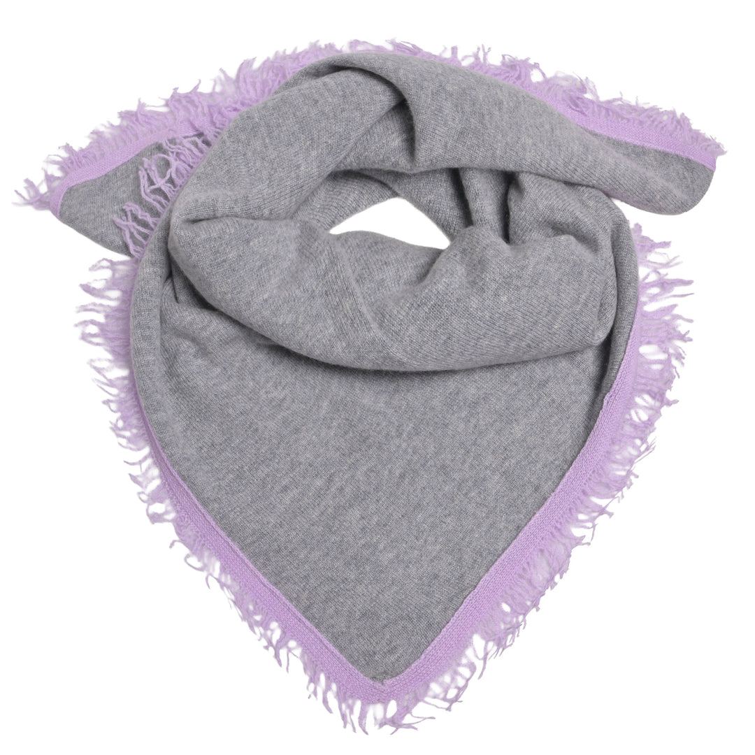 Gestricktes Kaschmirtuch für Damen aus 100 % Kaschmir in Grau Meliert mit kontrastfarbiger Fransenkante von cute stuff