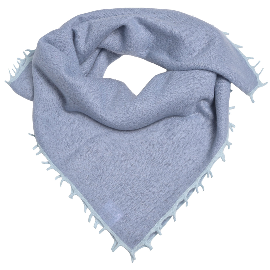 Edles Kaschmirtuch für Damen mit Fransen in einer 2. Farbe, 65 x 65 cm, vielseitig tragbares Bandana aus 100% reinem Kaschmir von cute stuff,  Farbe: Denim
