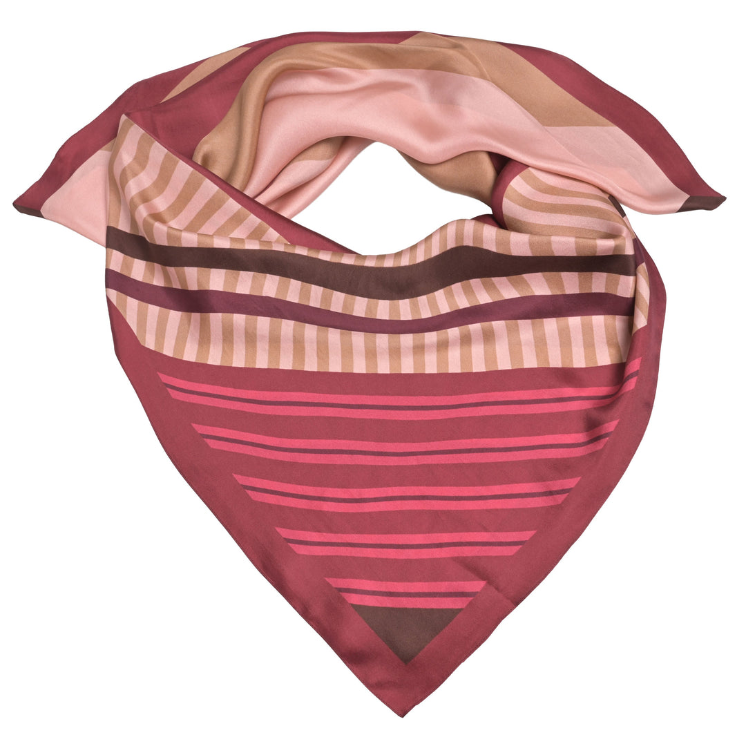 Quadratisches Tuch 110x110 cm mit Streifen-Design aus 100% reiner Seide für Damen in der Farbe Barolo von cute stuff