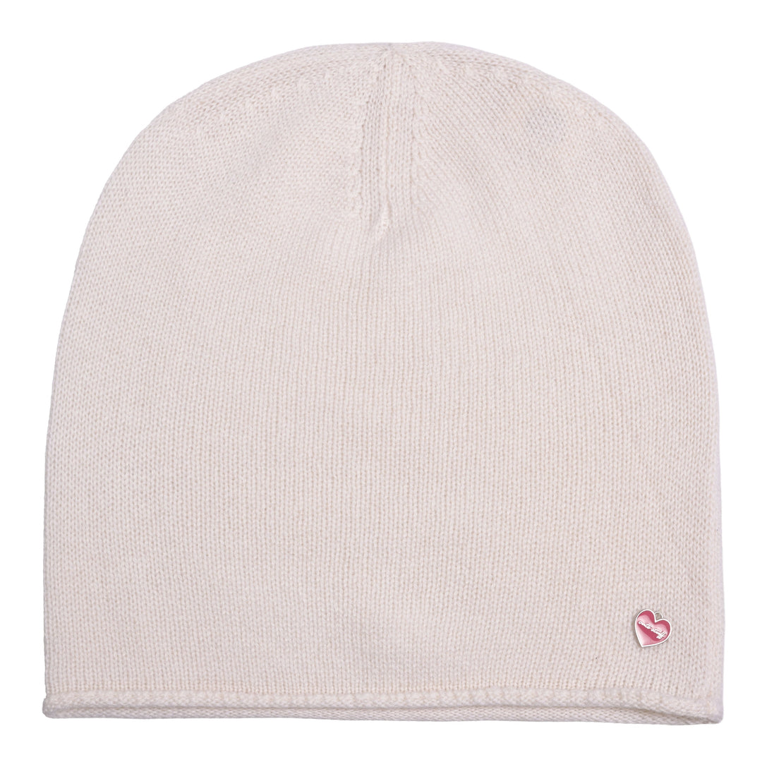 Kaschmir-Beanie Mia in Vanille aus 100 % reinem Kaschmir mit lockerem Sitz und gerolltem Abschluss