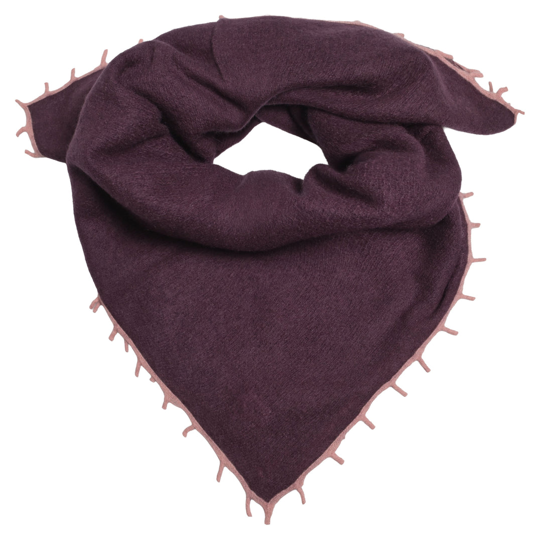 Kaschmir-Bandana in Barolo für Damen mit Fransen in der Farbe Rosa, 65 x 65 cm, vielseitig tragbares Halstuch aus 100% reinem Kaschmir von cute stuff,