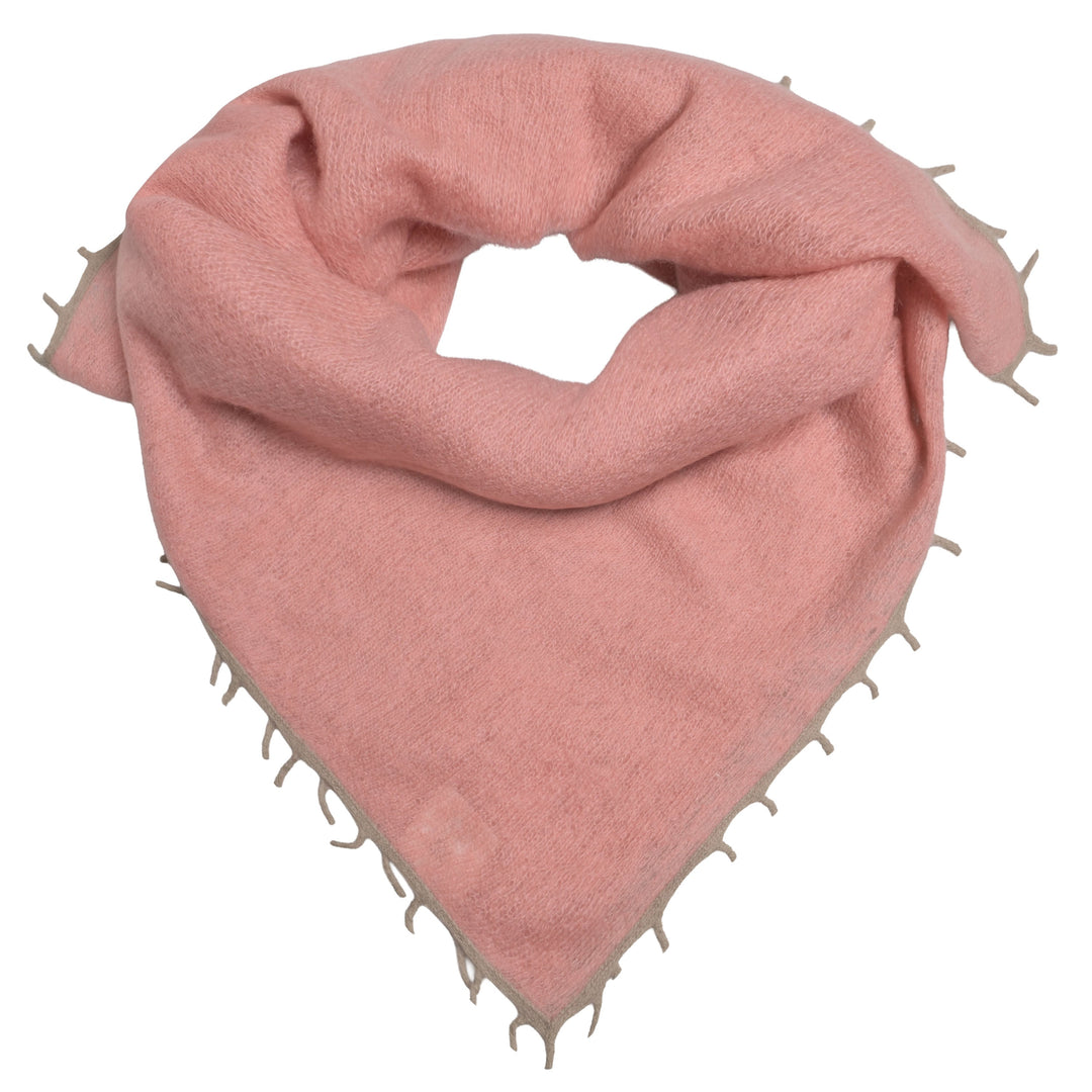 Kaschmir-Bandana in Rosa für Damen mit Fransen in der Farbe Taupe, 65 x 65 cm, vielseitig tragbares Halstuch aus 100% reinem Kaschmir von cute stuff,