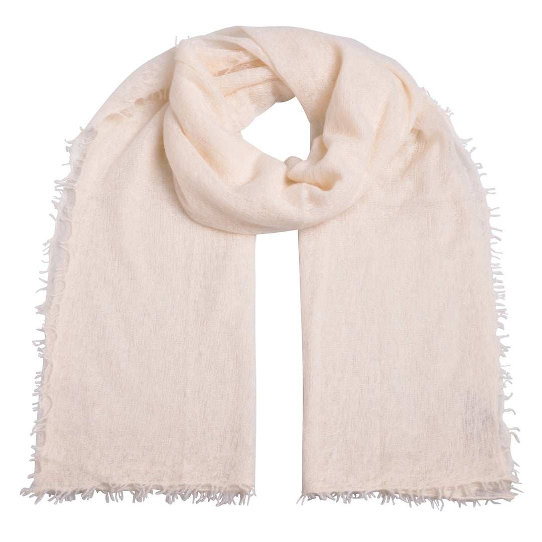 Edler und fluffig weicher Light Cashmere Schal in Sugar Swizzle aus 100% Kaschmir, Wollweiß, Damenschal und Herrenschal, geeignet für besondere Anlässe