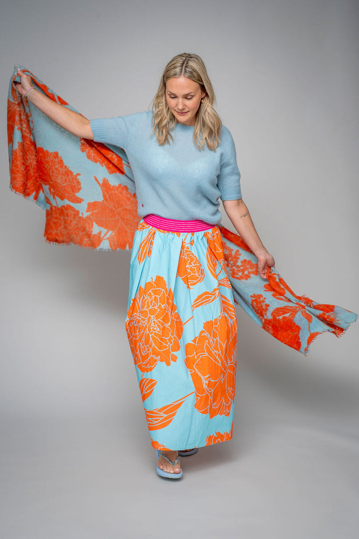 Cashmere Schal Dahlia-cs Maxi in Caribbean Sea