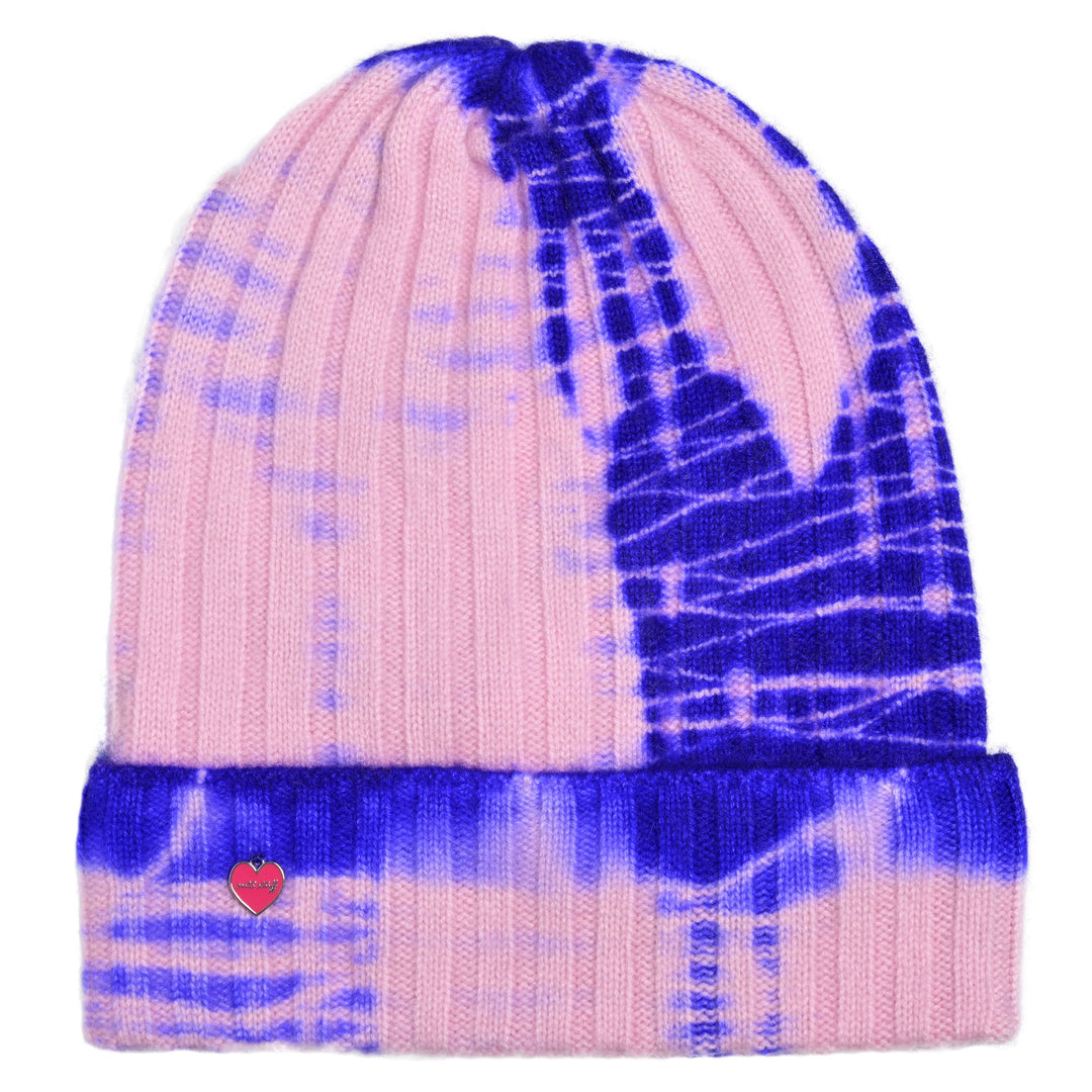 Cashmere Mütze Batik-cs mit Fold in Rosa-Neonlila