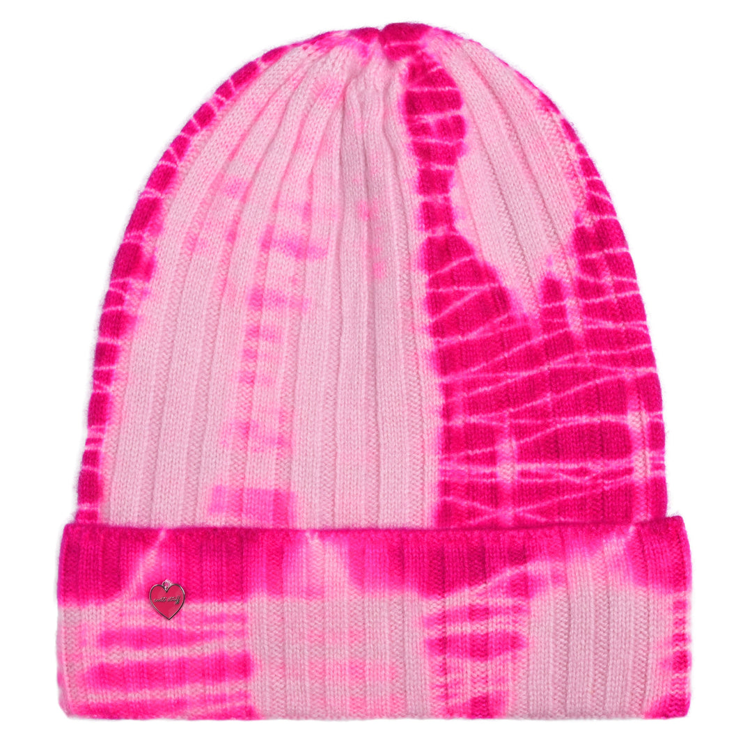 Cashmere Mütze Batik-cs mit Fold in Rosa-Neonpink