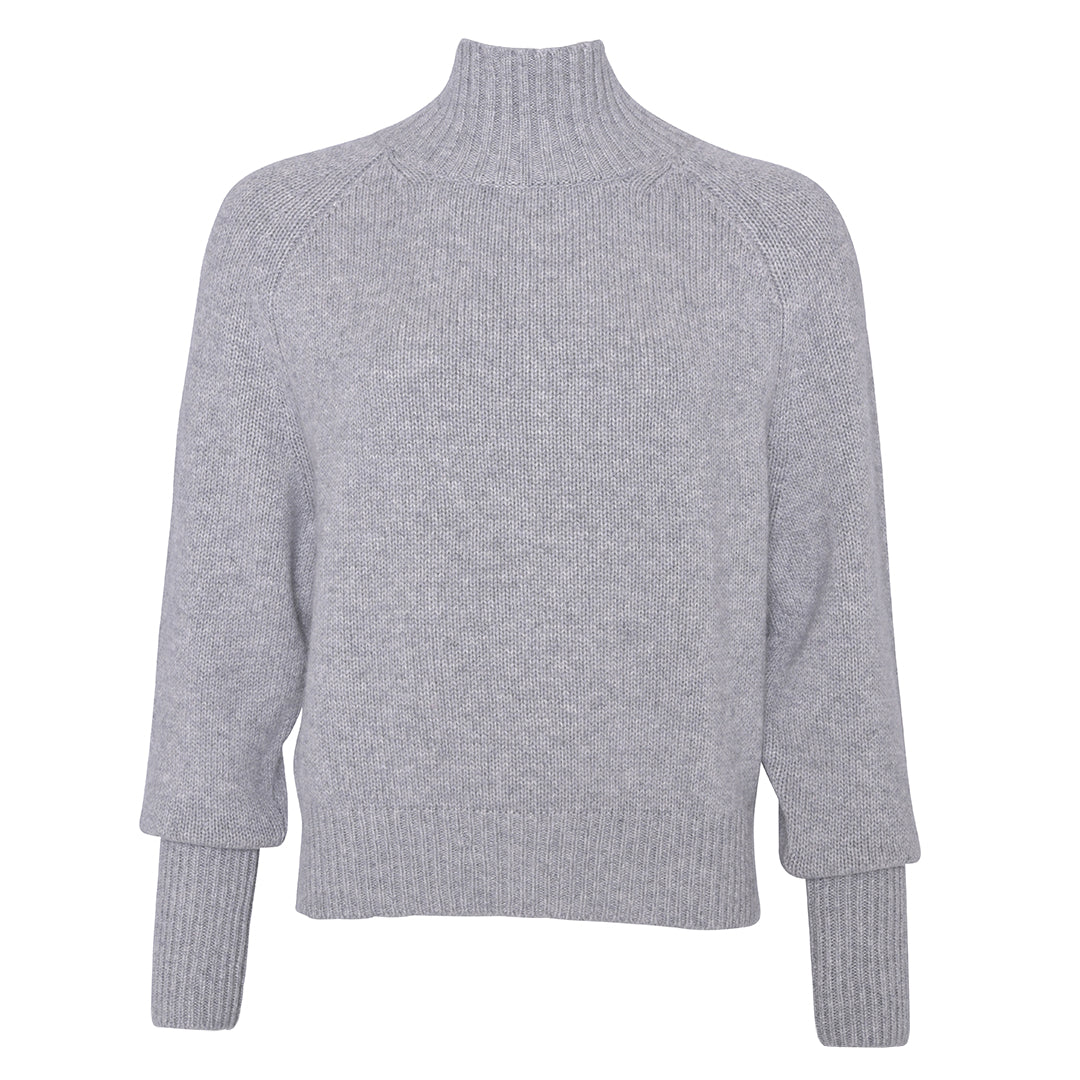 Edler und warmer Kaschmirpullover aus 100% reinem Kaschmir für Damen in der Farbe Hellgrau Meliert