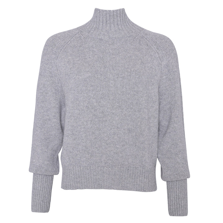 Edler und warmer Kaschmirpullover aus 100% reinem Kaschmir für Damen in der Farbe Hellgrau Meliert