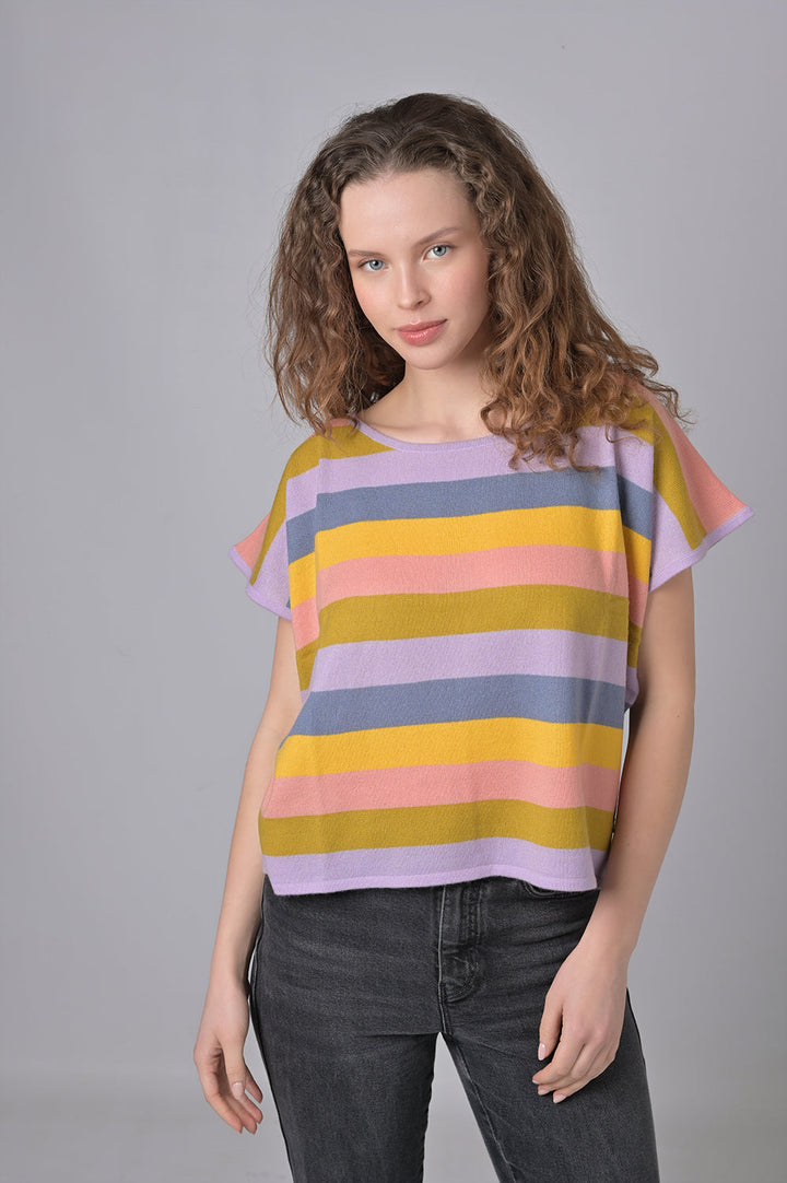 Cashmere Pullover Letitia-cs Stripes in Orchid Lilac