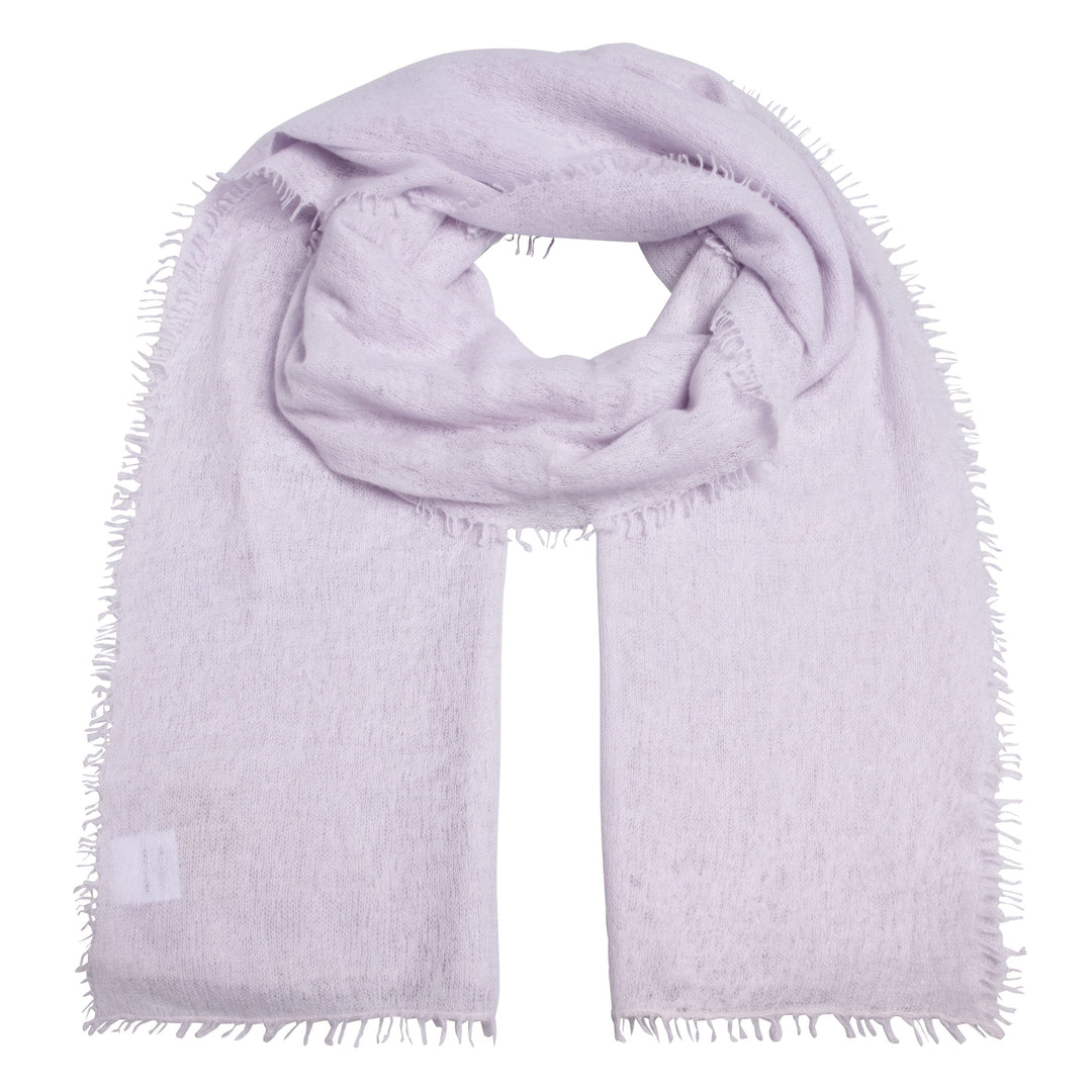 Weicher und besonders fluffiger Kaschmirschal für Damen mit Fransen von cute stuff, gestrickt und gefilzt in der Farbe Snowy Sky