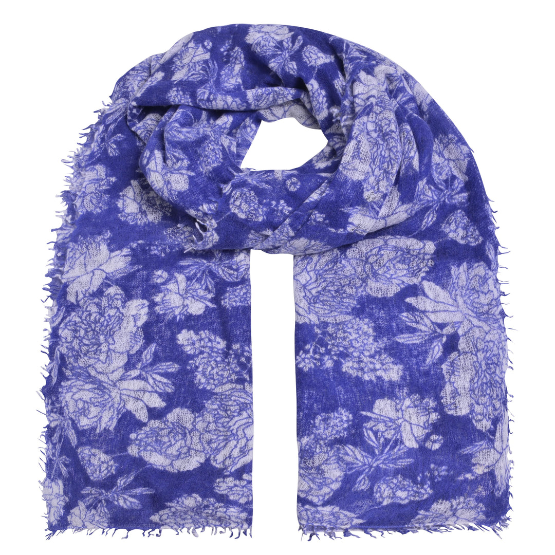 Cashmere Schal Roses-cs in Blueberry